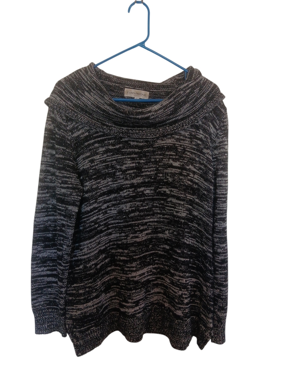 Evan Picone Black & White Marled Cowl Neck Sweater
